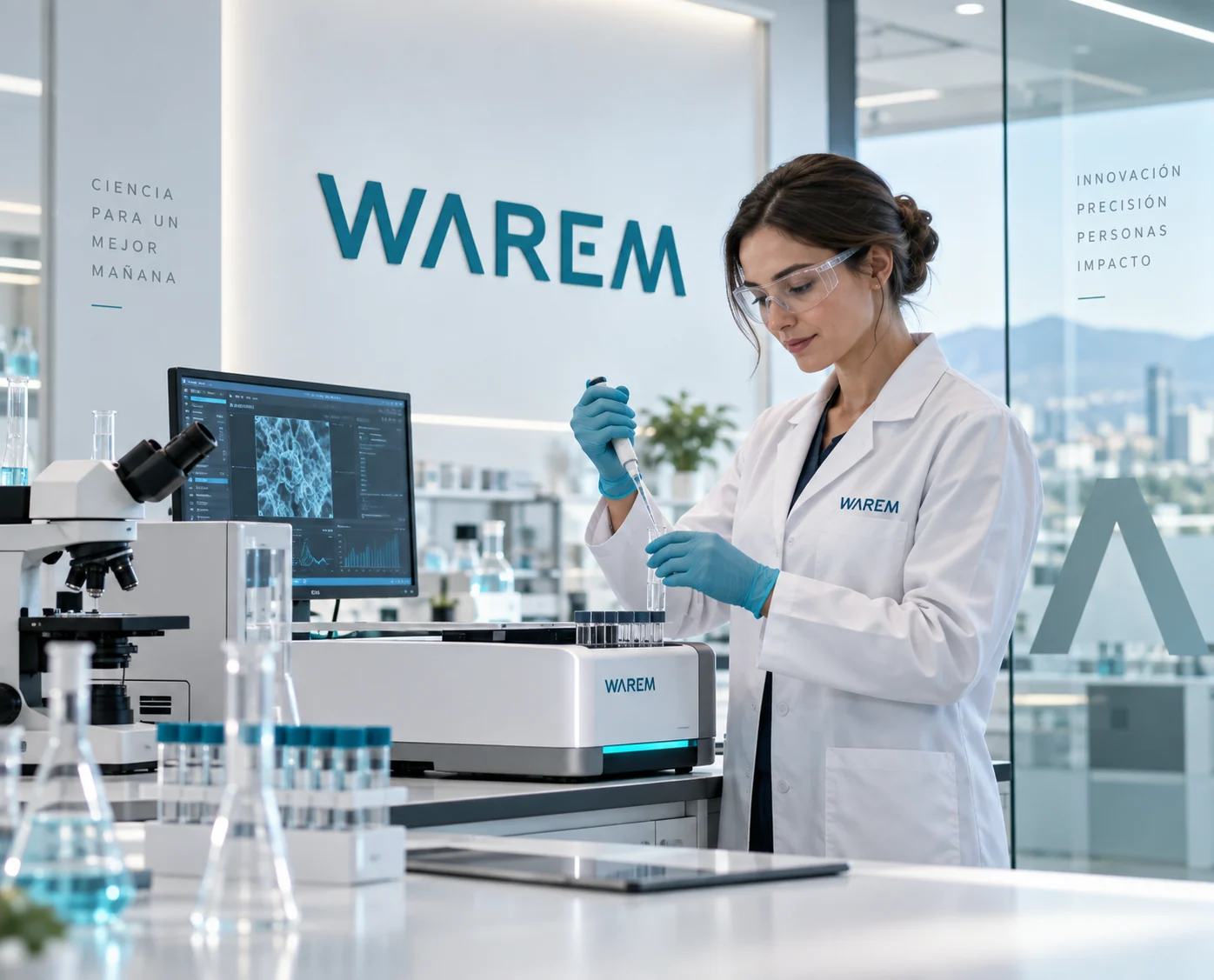 Especialista de WAREM trabajando con instrumentación científica